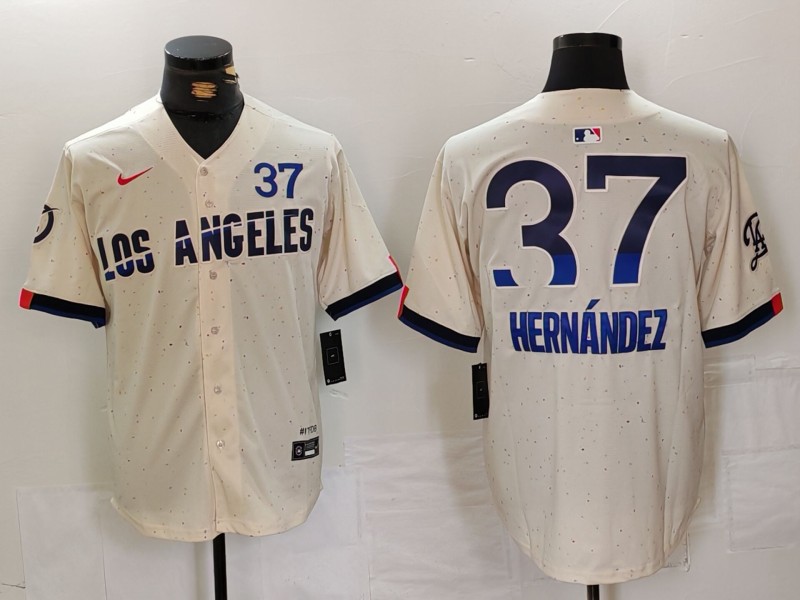 Men's Los Angeles Dodgers Teoscar Hernandez #37 Cream 2024 City Connect Limited Jersey